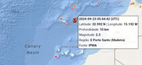 Sismo a leste do Porto Santo