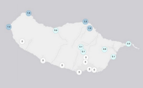 J&aacute; chove na costa norte da Madeira. Consulte o mapa