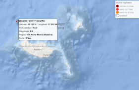 Sismo esta manh&atilde; a noroeste do Porto Moniz, na Madeira