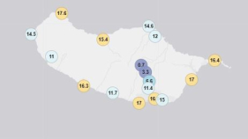 Temperatura pr&oacute;xima de valores negativos na Madeira