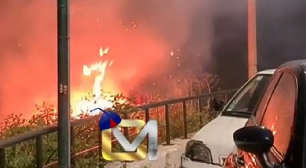 Incêndio ontem à noite em Machico próximo a viaturas