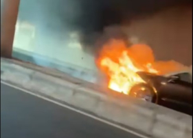 Carro em chamas em S&atilde;o Martinho (com v&iacute;deo)