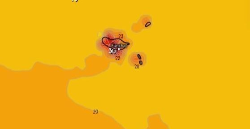 Temperatura já ultrapassou os 30 graus, na Madeira. Veja o mapa da Ilha.