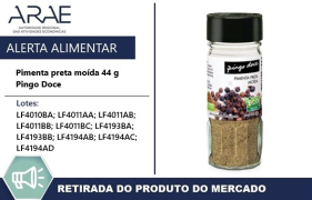 ARAE emite alerta para retirada do mercado de &ldquo;pimenta preta&rdquo; da marca Pingo Doce