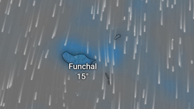 Aguaceiros nas previs&otilde;es do tempo. J&aacute; chove no Funchal.