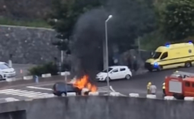 V&iacute;deo mostra carro a arder na Ponta do Sol (com v&iacute;deo)