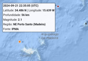 Sismo a nordeste do Porto Santo