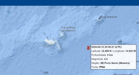 Sismo a sudeste do Porto Santo