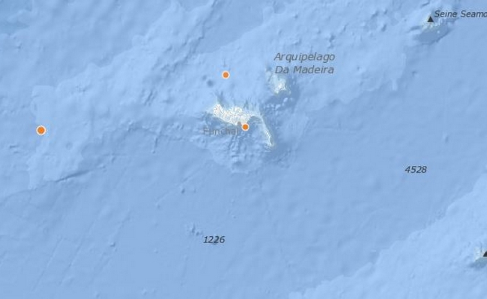 Sismo na zona geográfica entre a Madeira e o Continente