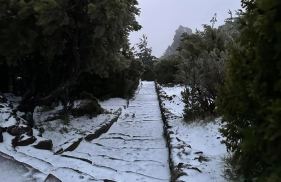 Pico Ruivo "acordou" com neve e vento (com v&iacute;deo)