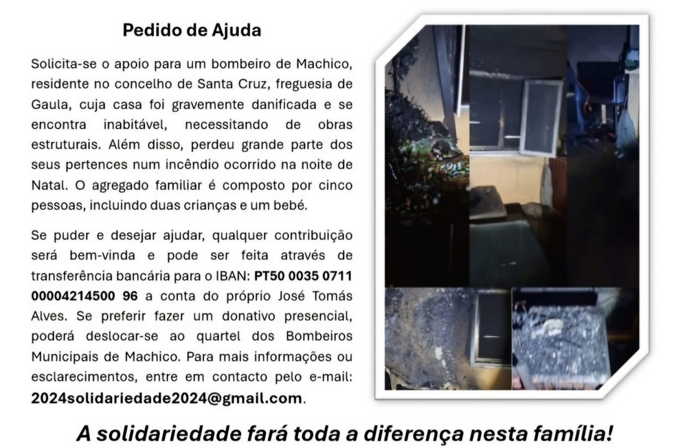 Bombeiro de Machico pede apoio para reconstruir casa destruída na Noite de Natal