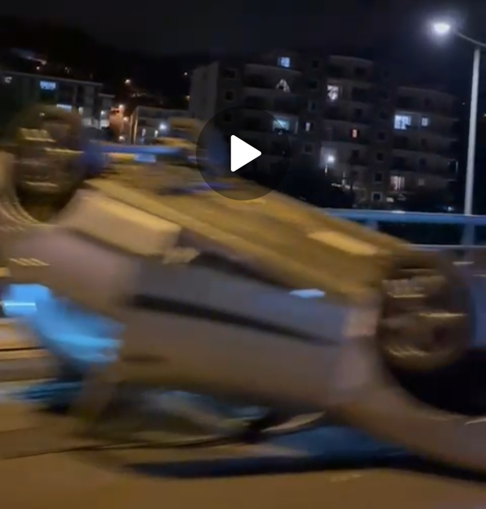 Vídeo mostra viatura capotada no Garajau