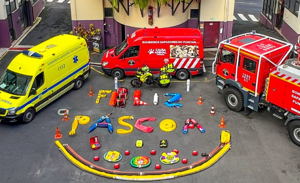 Criatividade dos Bombeiros Sapadores do Funchal transforma missão em mensagem de esperança