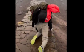 Turista enfrenta vento forte no Pico do Areeiro (v&iacute;deo)